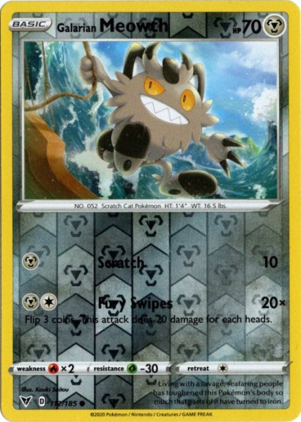 画像1: ガラルニャース　海外版 英語版　リバホロ　Galarian Meowth - 112/185 - (1)