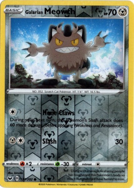 画像1: ガラルニャース　海外版 英語版　リバホロ　Galarian Meowth - 127/202 - (1)