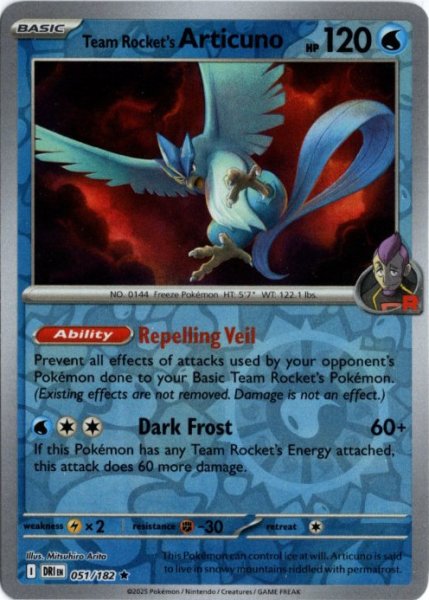 画像1: ロケット団のフリーザー　海外版 英語版　リバホロ　Team Rocket's Articuno - 051/182 - (1)