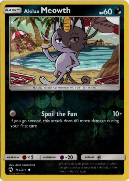 画像1: アローラニャース　海外版 英語版　リバホロ　Alolan Meowth - 118/214 - (1)