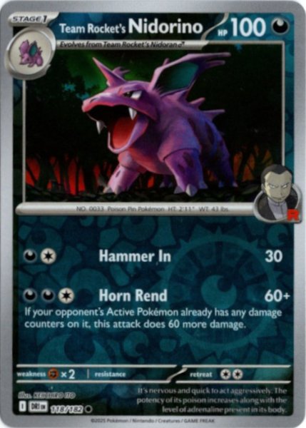 画像1: ロケット団のニドリーノ　海外版 英語版　リバホロ　Team Rocket's Nidorino - 118/182 - (1)