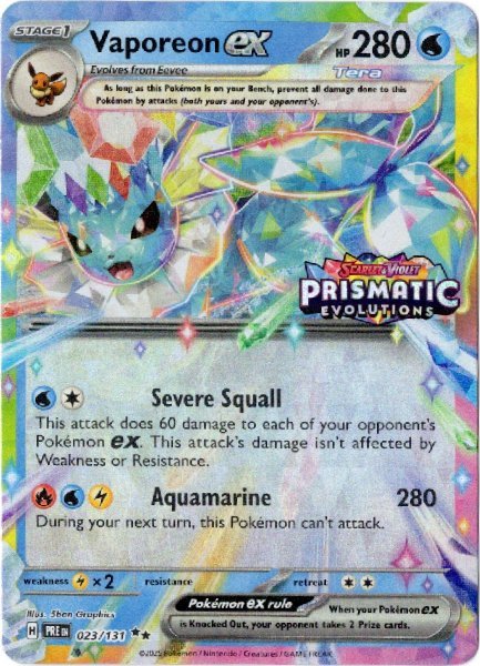 画像1: シャワーズex　海外版 英語版　Prismatic Evolutions ロゴ プロモ　Vaporeon ex - 023/131 - (1)