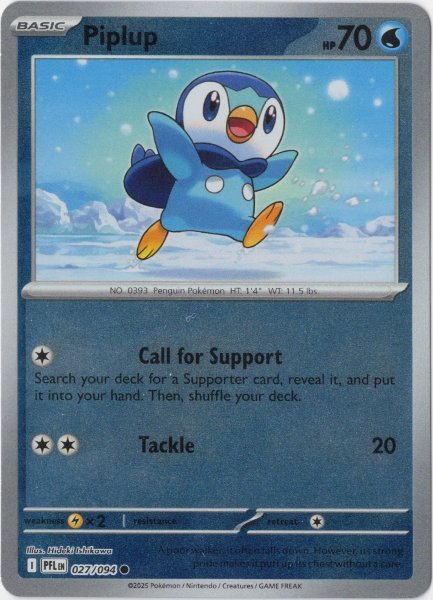 画像1: ポッチャマ　海外版 英語版　リバホロ　Piplup - 027/094 - (1)