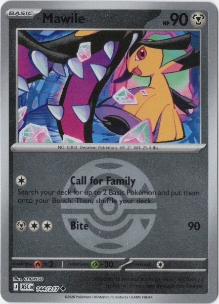 画像1: クチート　海外版 英語版　リバホロ　ボールミラー　Mawile - 144/217 - (1)