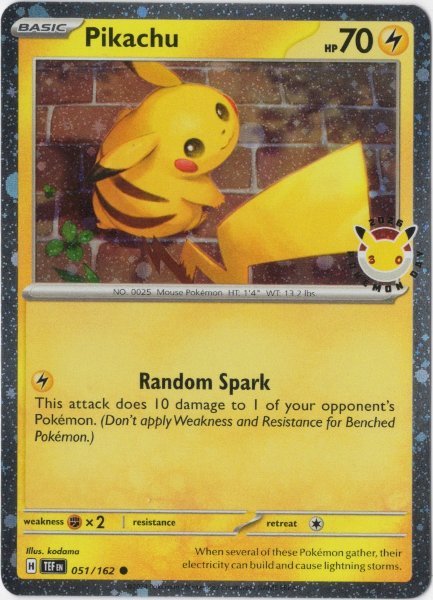 画像1: ピカチュウ　海外版 英語版　Pokemon Day 2026 ホロ プロモ　Pikachu - 051/162 - (1)