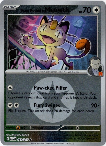 画像1: ロケット団のニャース　海外版 英語版　リバホロ　エネルギーミラー　Team Rocket's Meowth - 161/217 - (1)