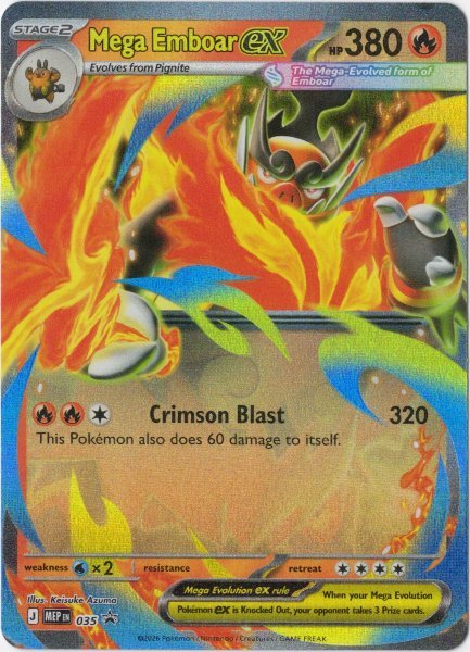 画像1: メガエンブオーex　海外版 英語版　プロモ　Mega Emboar ex - MEP035 -　海外限定イラスト (1)
